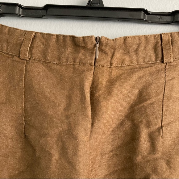Lush brown linen rayon skirt front slit pockets size small - Picture 5 of 5